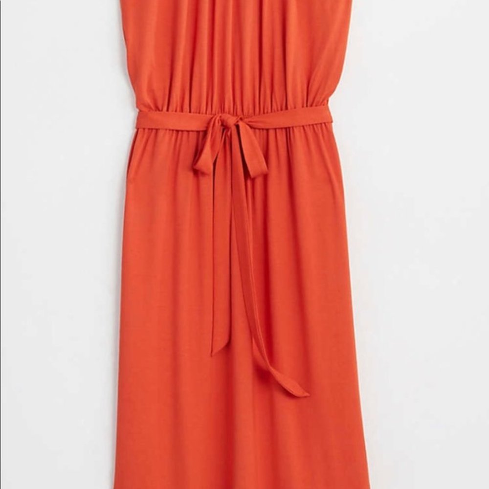 LOFT Burnt Orange Halter Midi Dress - Picture 7 of 9